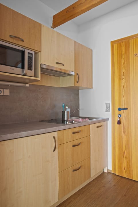 Fridge, microwave, stovetop, electric kettle