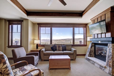 Condo, 1 Bedroom | Living area | Flat-screen TV, fireplace, DVD player