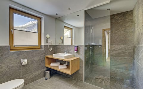 Family Room (Enzian Deluxe ) | Bathroom | Hair dryer, towels