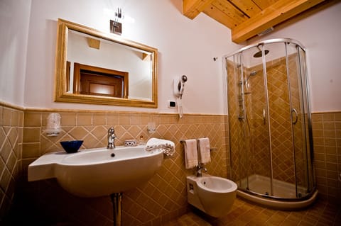 Shower, free toiletries, hair dryer, bidet