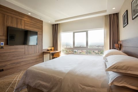 Hypo-allergenic bedding, minibar, in-room safe, desk