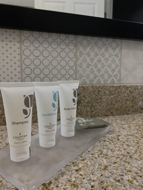 Free toiletries, hair dryer, towels