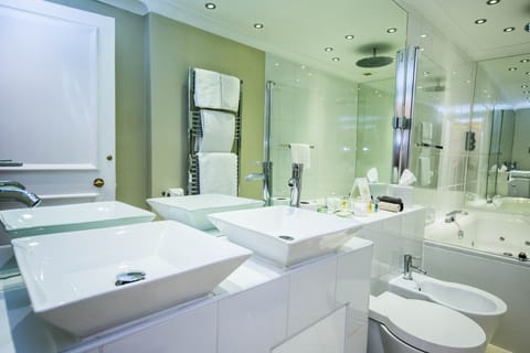 Suite | Bathroom | Designer toiletries, hair dryer, towels