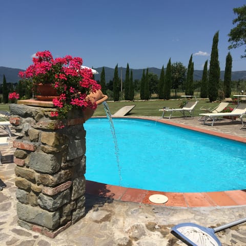 Seasonal outdoor pool, pool umbrellas, sun loungers