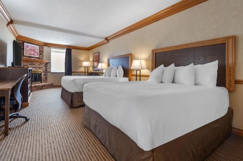 Standard Room, 2 Queen Beds, Non Smoking, Fireplace | Premium bedding, desk, laptop workspace, blackout drapes
