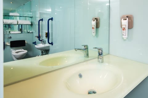 Shower, eco-friendly toiletries, hair dryer, towels