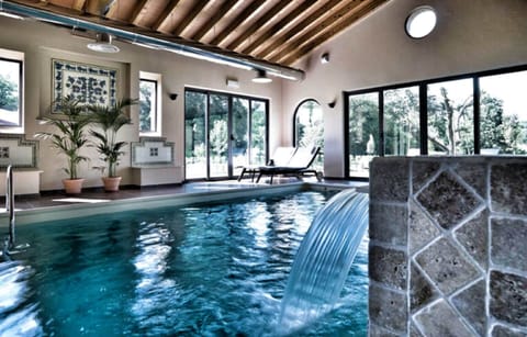 Indoor pool, outdoor pool, sun loungers