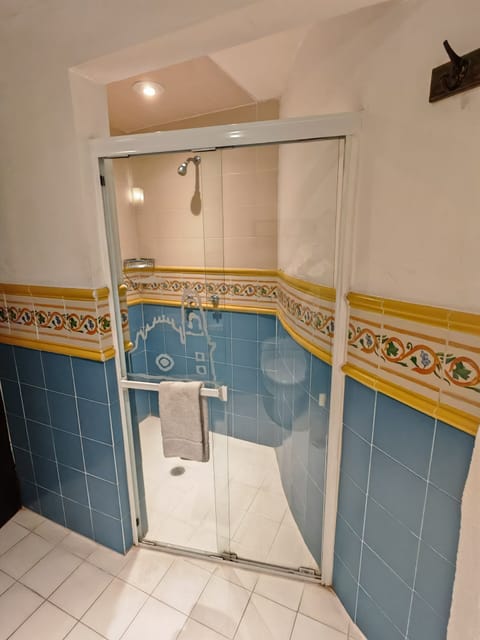 Shower, free toiletries, towels