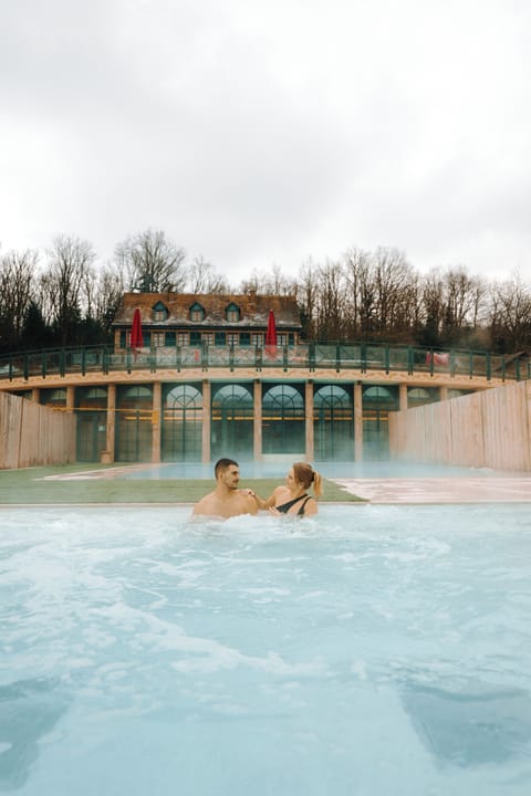 Indoor pool, outdoor pool, pool umbrellas, sun loungers