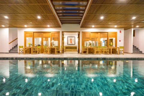 Indoor pool, open 7:00 AM to 9:00 PM, sun loungers