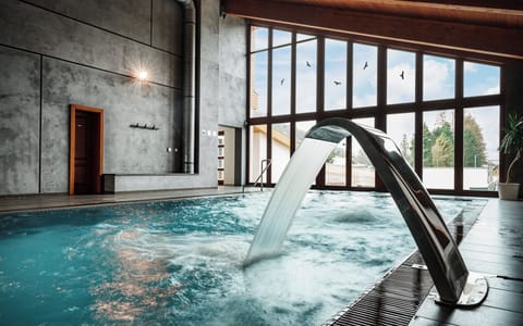 Indoor pool, open 8:00 AM to 10:00 PM, pool umbrellas, sun loungers