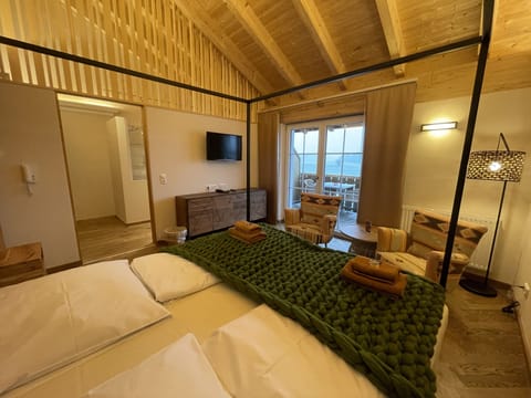 Double Room, Balcony, Mountain View | Premium bedding, minibar, desk, blackout drapes