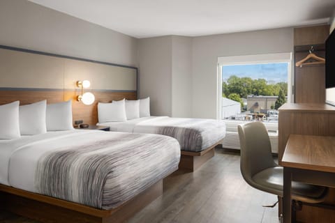 Room, 2 Double Beds, Non Smoking | In-room safe, desk, iron/ironing board, rollaway beds