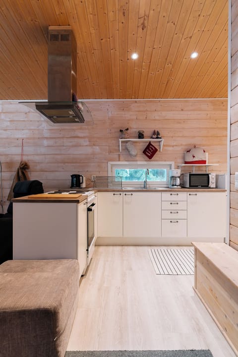 Deluxe Villa | Private kitchen | Fridge, microwave, oven, stovetop