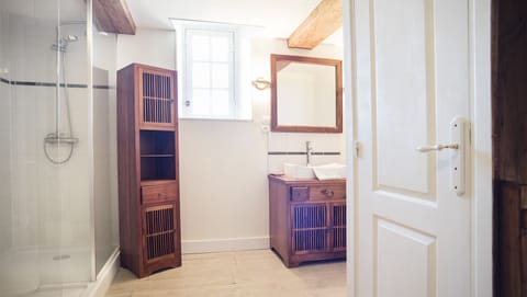 Bathroom | Shower, hair dryer, towels, soap