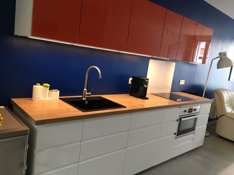 Exclusive Double Room Single Use, 1 Queen Bed, Kitchen, Garden View | Private kitchen | Full-size fridge, microwave, oven, stovetop