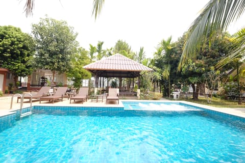Outdoor pool, sun loungers