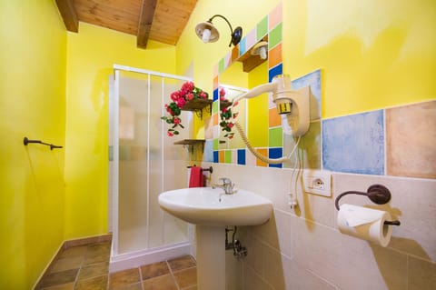 Shower, free toiletries, hair dryer, bidet