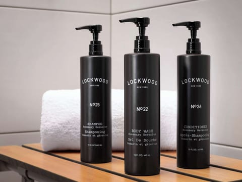 Shower, free toiletries, hair dryer, bathrobes