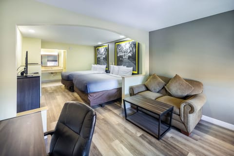 Individually decorated, individually furnished, desk, laptop workspace