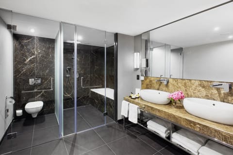 Premium bedding, down comforters, in-room safe, desk