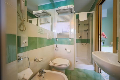 Shower, free toiletries, hair dryer, bidet