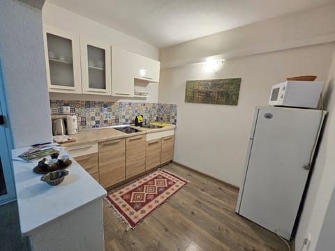 Studio, Terrace | Private kitchen | Fridge, coffee/tea maker, electric kettle, highchair