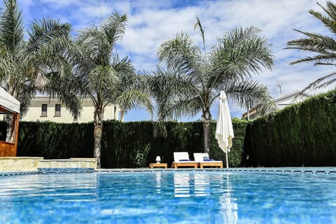 Outdoor pool, sun loungers