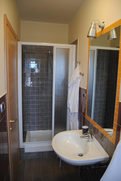 Shower, bathrobes, bidet, towels