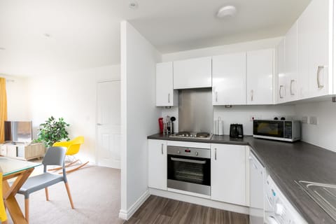 Standard Apartment | Private kitchen | Full-size fridge, microwave, oven, stovetop