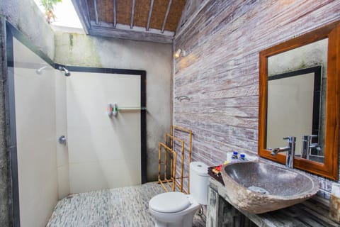 Shower, free toiletries, towels