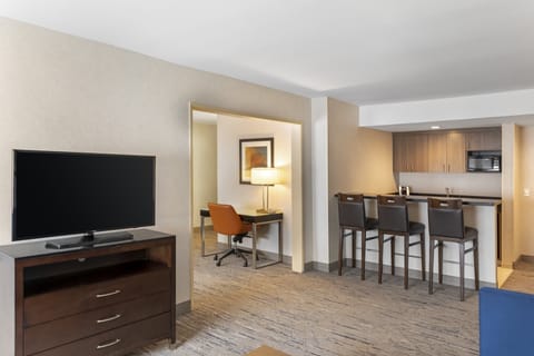 Suite, 2 Queen Beds (Living Area) | Hypo-allergenic bedding, desk, blackout drapes, iron/ironing board