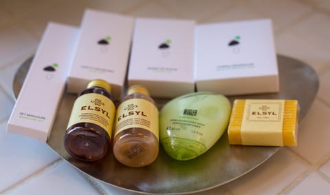 Free toiletries, hair dryer, towels