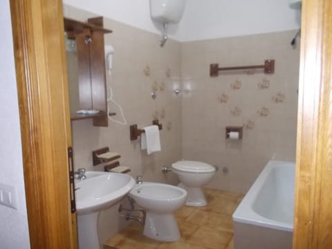 Shower, free toiletries, hair dryer, bidet