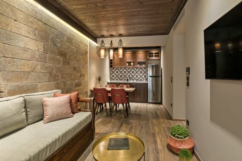 Superior Apartment, 2 Bedrooms | Living area | 49-inch Smart TV with satellite channels, TV