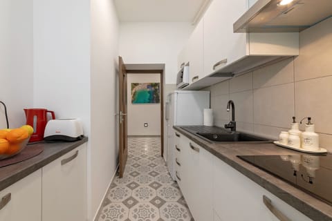 Fridge, microwave, oven, electric kettle