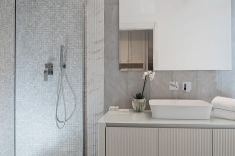 Hair dryer, bidet, towels