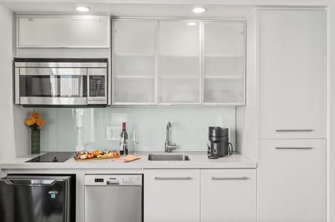 Fridge, microwave, coffee/tea maker