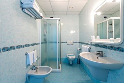 Shower, free toiletries, hair dryer, bidet