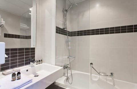 Eco-friendly toiletries, hair dryer, towels, soap