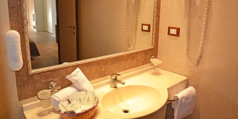 Free toiletries, hair dryer, bidet, towels