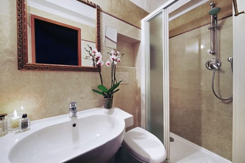 Shower, free toiletries, hair dryer, bathrobes