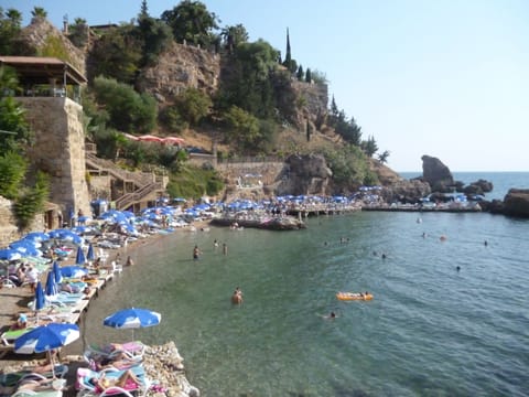 Beach nearby, sun loungers, beach umbrellas