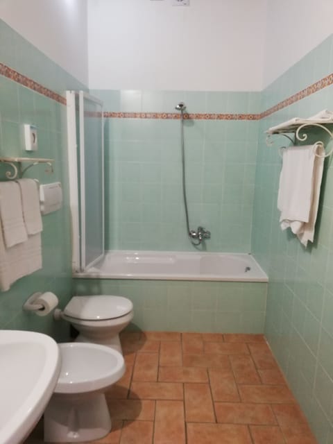 Free toiletries, hair dryer, bidet, towels