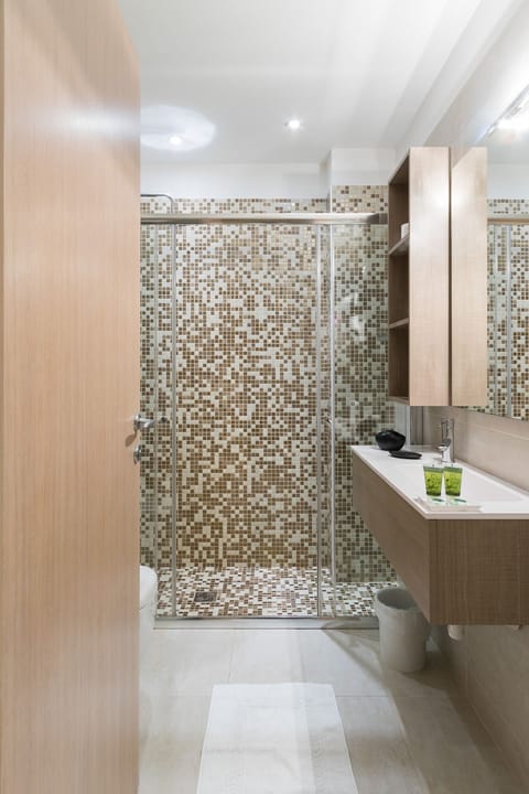 Shower, free toiletries, hair dryer, slippers