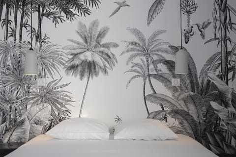 Premium bedding, individually decorated, desk, laptop workspace