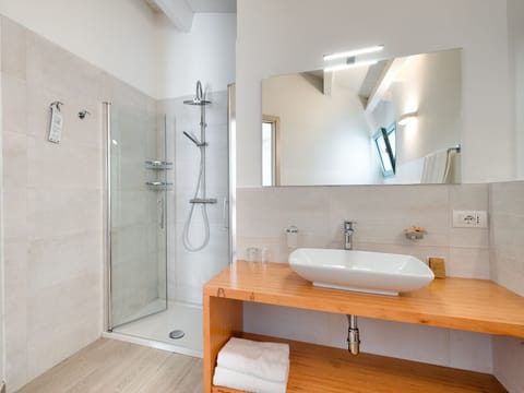 Shower, free toiletries, hair dryer, bidet