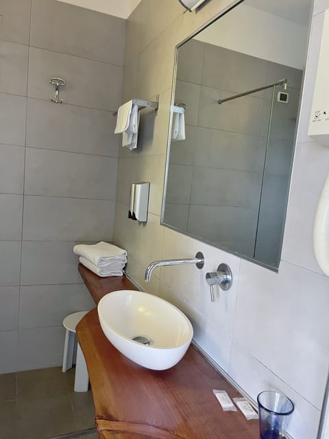 Hair dryer, bidet, towels, shampoo