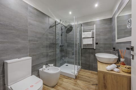 Shower, free toiletries, hair dryer, bidet