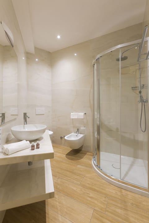 Hair dryer, bathrobes, towels